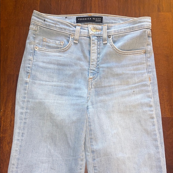 Veronica Beard Jackie 10” In Sky with Fray Straight Leg Jeans Size 26 - Picture 3 of 14